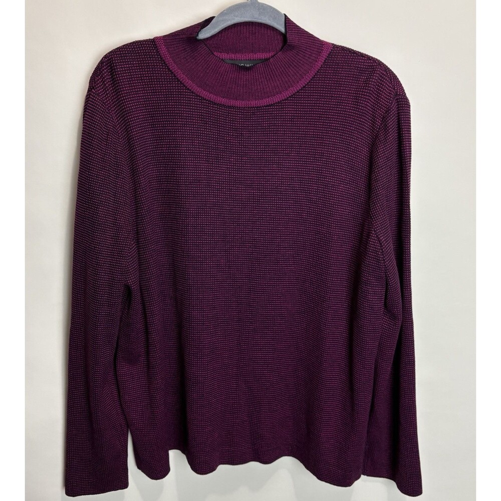 Ming Wang Sweater Women’s XL Pink Black Mock Neck NWT